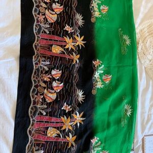 Beach Sarong Green&Black Tropical